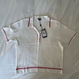 Adrianna Papell White and Red Knit Top